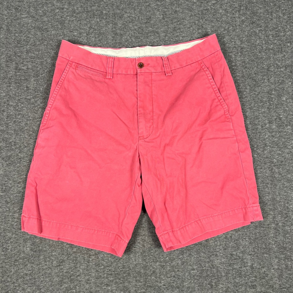 Vintage Polo Ralph Lauren Chino Shorts Mens 33 Pink Cotton Flat Front Preppy